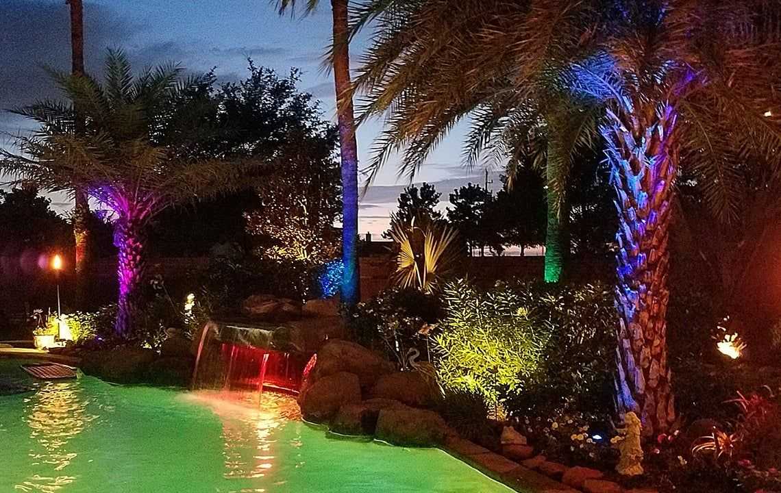 lights near a pool